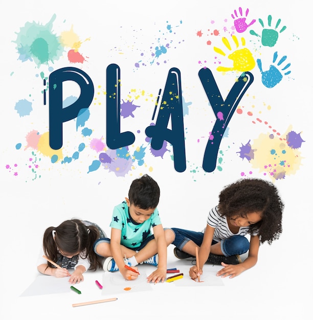 Free photo play colors blots hands word