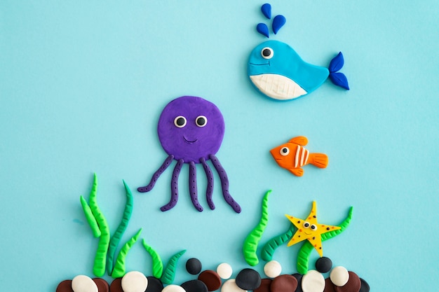 Free photo play dough background with sea animals