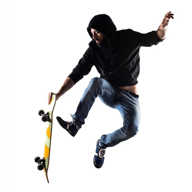 play portrait skateboard handsome beard