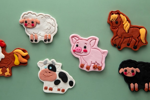 Playdough art with farm animals