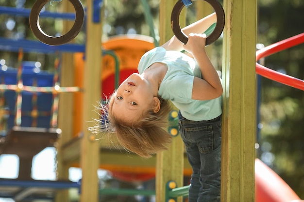 Playful boy in park