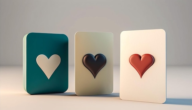 Игральные карты с нарисованными сердцами, генеративный ИИ