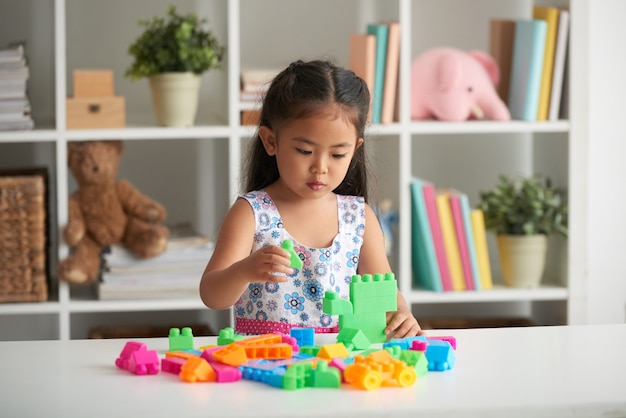 Playing with plastic blocks