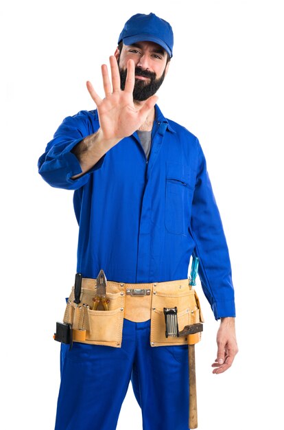 Plumber counting five