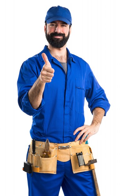 Free photo plumber with thumb up