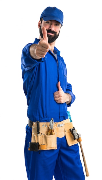 Plumber with thumb up