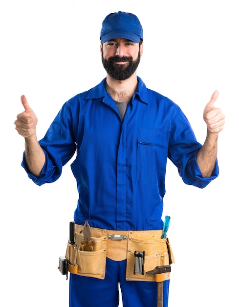 Plumber with thumb up