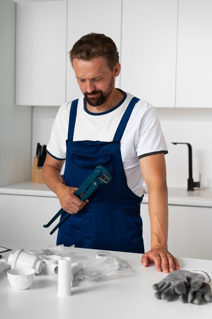 Plumbing professional doing his job