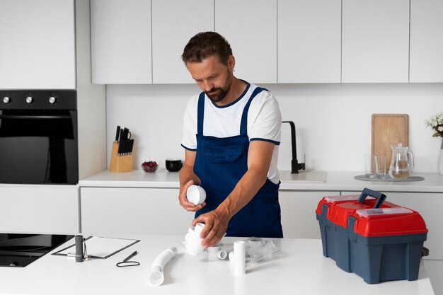 Plumbing professional doing his job