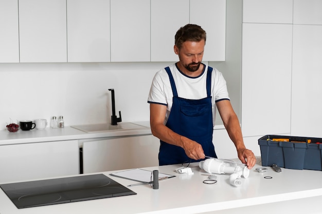 Plumbing professional doing his job