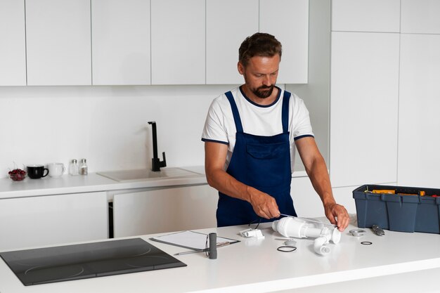 Plumbing professional doing his job