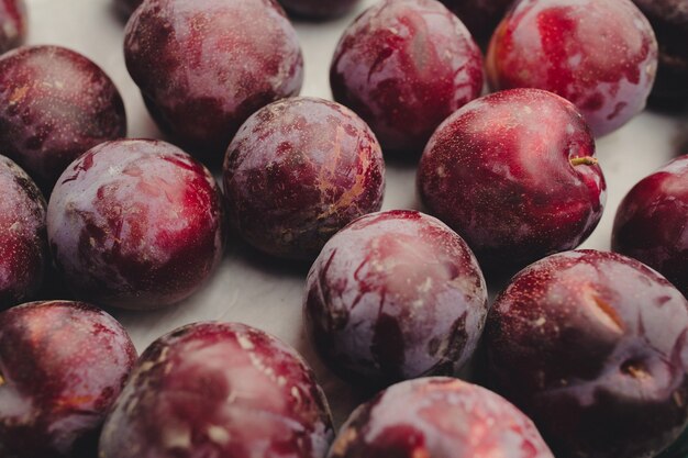 Plums on a table