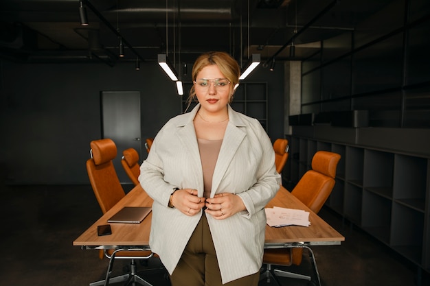 Plus-size business woman working in a professional office