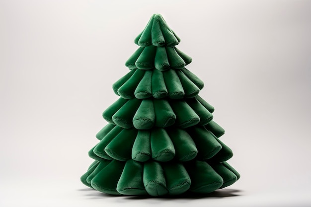 Free photo plush green fabric christmas tree on a light background