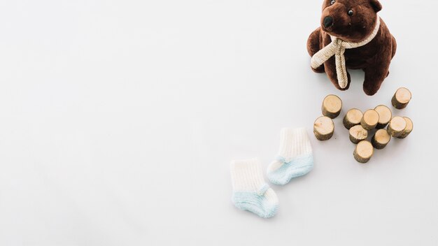 Plush toy and baby socks