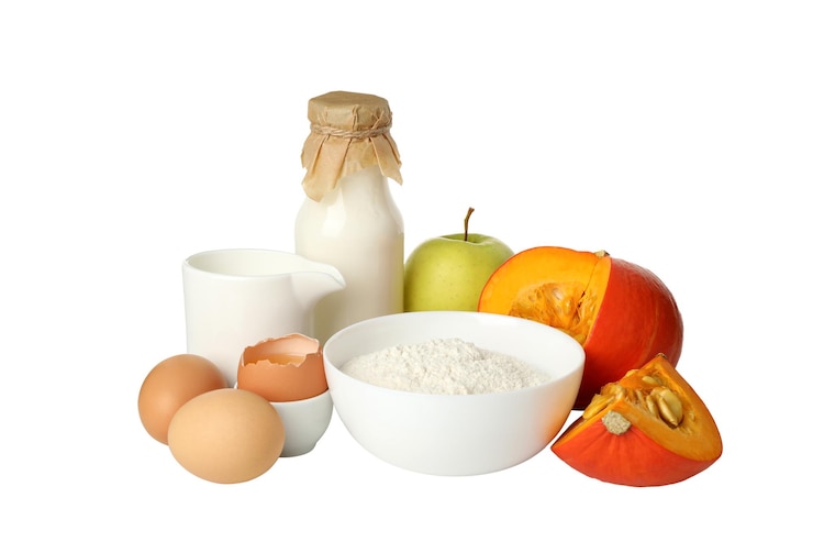 Free Photo png ingredients for baking apple and pumpkin isolated on white background