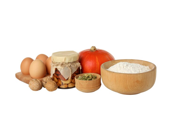 Free Photo png ingredients for baking nuts and pumpkin isolated on white background