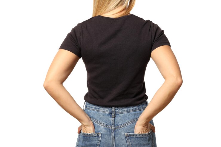 Free Photo pnga woman in a black tshirt isolated on white background
