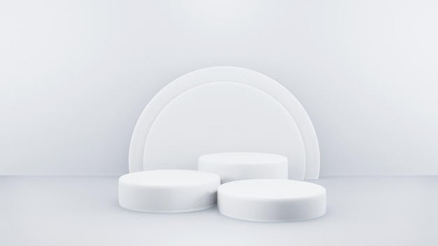 製品プレゼンテーション用の抽象的な白い構成の表彰台dレンダリングdイラスト