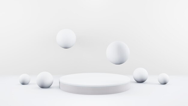 Podium in abstract white composition for product presentation d render d illustration