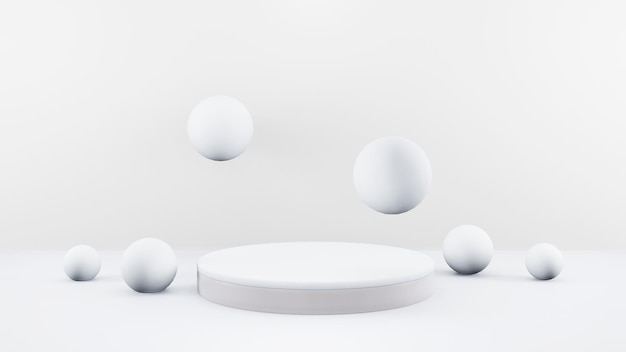 Podium in abstract white composition for product presentation d render d illustration