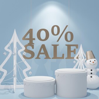 Podium mockup for discounted products before new year festival