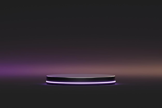 無料写真 製品プレゼンテーションの色ネオンライト リム シーンと表彰台現実的なモダンな台座モックアップ抽象的な背景 3 d レンダリング