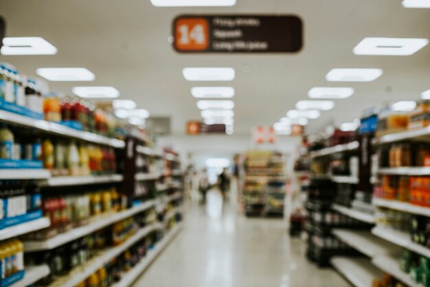 Point of view of a customer in a supermarket