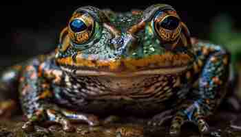 Free photo poisonous toad staring close up in nature generated by ai