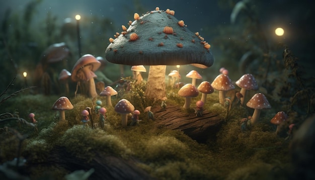 Free photo poisonous toadstool grows in uncultivated forest generated by ai