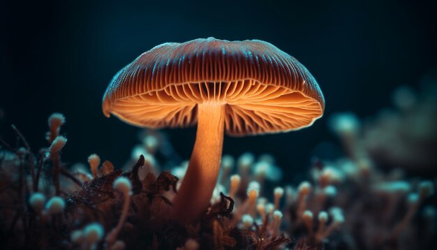 AI가 생성한 연약한 아름다움의 독버섯 매크로 캡처
