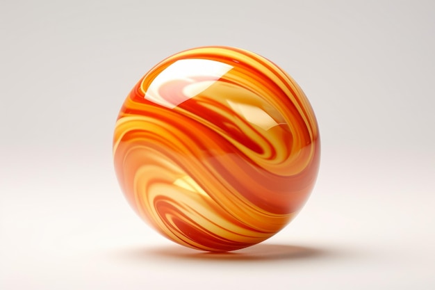 Free photo a polished orange stone ball on a white background