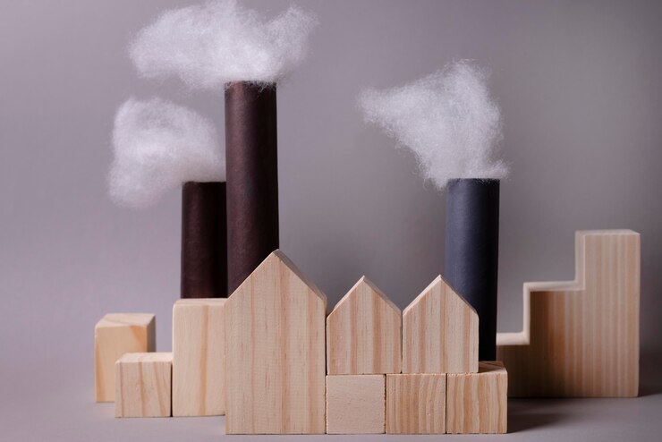 मुफ़्त फोटो pollution concept with factory emissions