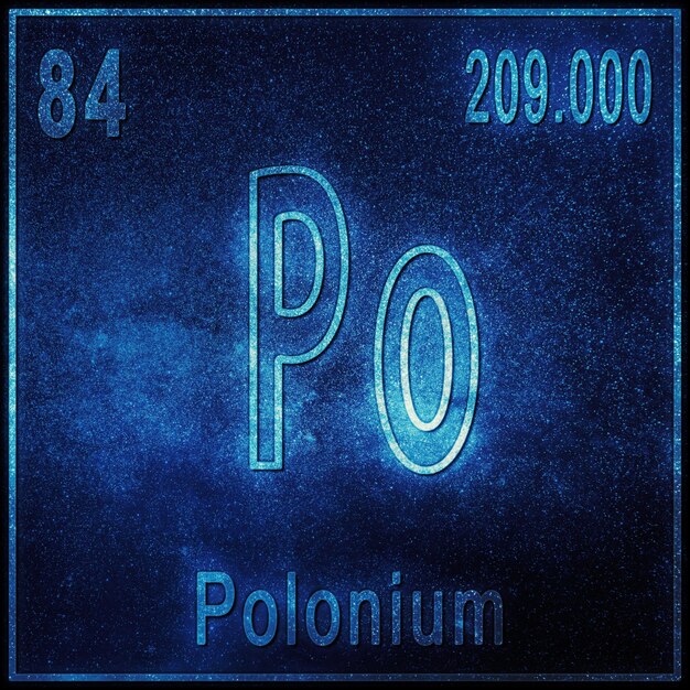 폴로늄 화학 원소, 원자 번호와 원자량이 있는 기호, 주기율표 원소