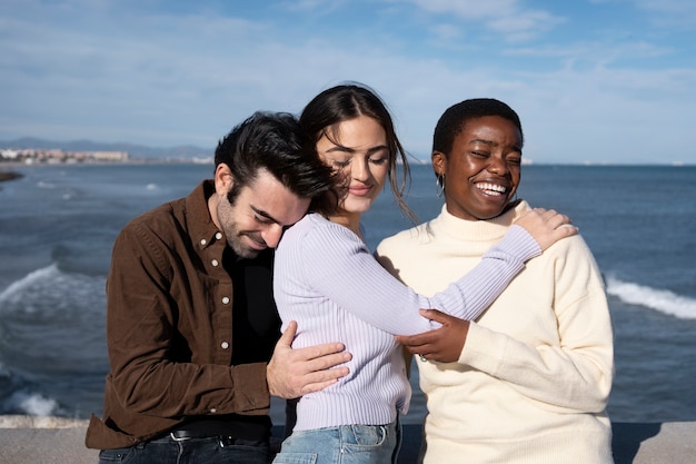 Polyamory people spending time together