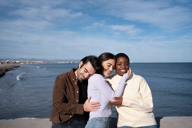 Polyamory people spending time together