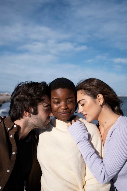 Polyamory people spending time together