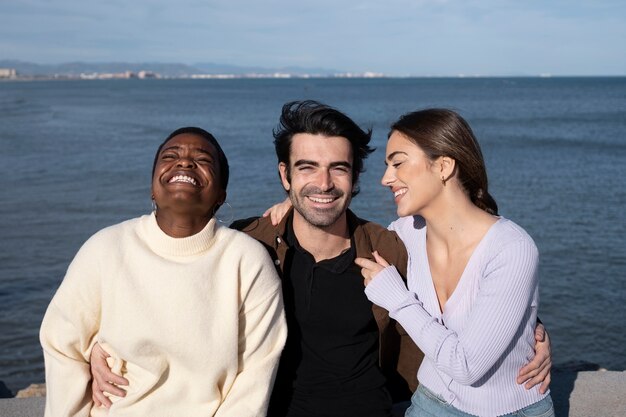Polyamory people spending time together