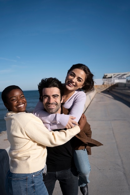 Polyamory people spending time together