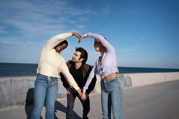 Polyamory people spending time together