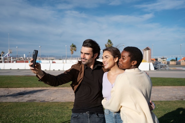 Free photo polyamory people spending time together