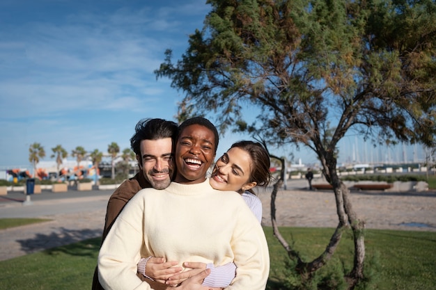 Free photo polyamory people spending time together