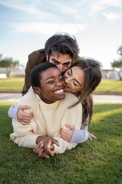 Free photo polyamory people spending time together