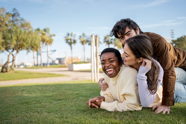 Polyamory people spending time together