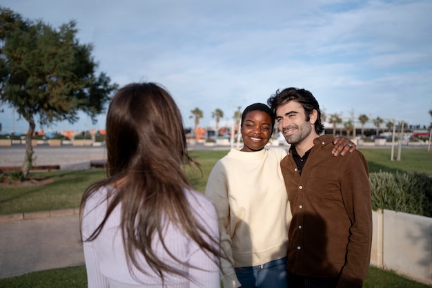 Polyamory people spending time together