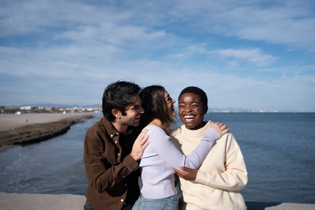 Polyamory people spending time together