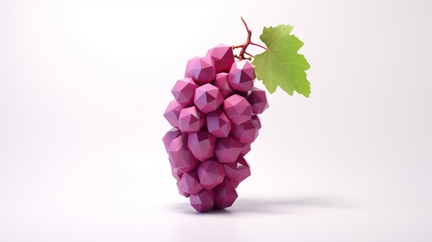 A polygonal 3d model of a grape on a white background