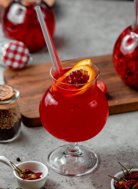 Pomegranate cocktail on the table