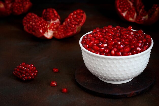Pomegranate seeds in a bowl 
