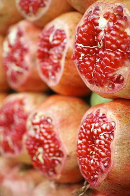 Pomegranates with a sliced piece